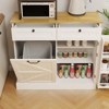 TIRAMISUBEST White Kitchen Trash Cabinet - 2 Drawers & Tilt-Out Bin with Storage Rack, Farmhouse Style for Kitchen, Pantry or Dining Room - 3 of 4