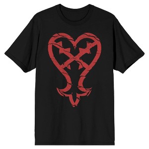 Kingdom Hearts Cracked Heart With Thorns Men's Black Short Sleeve Crew Neck Tee - 1 of 3