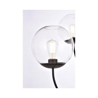 Adjustable Height Black Iron Globe Pendant with Clear Glass Shade