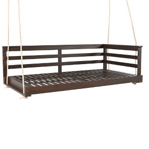 Gulches Patio Swings: Twin Size Country Daybed with 96-Inch Ropes, Brown/Black/White Finish - 1 of 4