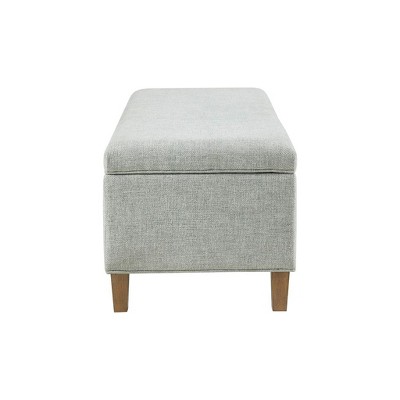 Soft Blue 48" Upholstered Storage Bench with Wood Legs