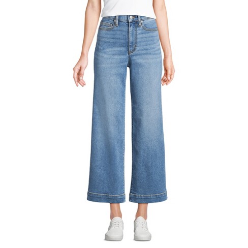 Lands End Women s Recover Denim High Rise Wide Leg Crop Jeans Target
