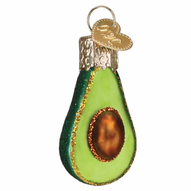 Old World Christmas 1.75 In Mini Avocado Ornament Fruit Pear Shaped Tree Ornaments, 1 of 4