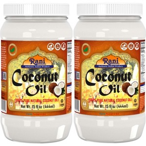 Coconut Oil (100% Pure Natural Coconut Oil) Cold Pressed - 15 fl oz (444ml) Pack of 2 - Rani Brand Authentic Indian Products - 1 of 4
