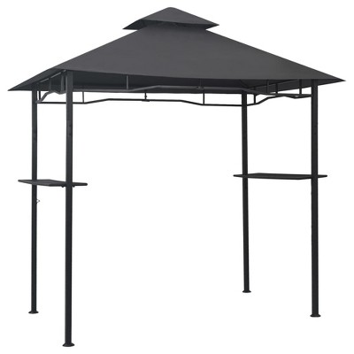 Anthracite Steel BBQ Gazebo with Double-Layer Roof