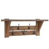 40" Bethel Acacia Wood Coat Hook with Shelf Natural - Alaterre Furniture: Wall Mounted Rack, 5 Hooks, Towel Hanging Storage - 3 of 4