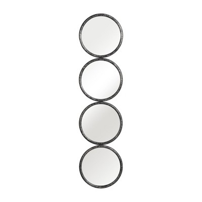 Sagebrook Home 48"H Four Circle Black Iron Wall Mirror for Vertical or Horizontal Hanging in Bathroom Bedroom, Living Room, or Entryway