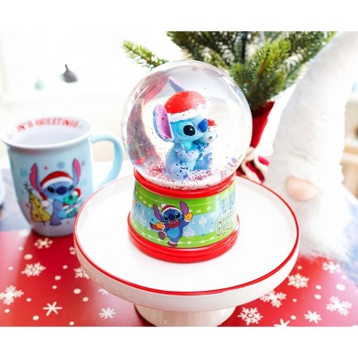 Disney Lilo & Stitch Holiday Light-Up Snow Globe with Red Base