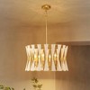 Rennnsan Mossen 24" W 6 -Light Woven Ratten Dimmable Bohemian Drum Shaded Chandelier in Ivory White & Black - 4 of 4
