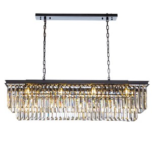 ALOADECOR 12-Light Modern Fringe Crystal Chandelier for Dining Room with Crystal Accents - 1 of 4