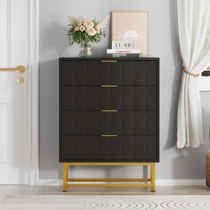 4 Drawer Dresser for Bedroom, Modern Wooden Dresser Chest with Metal Legs  for Bedroom, Hallway and Living Room - 1 of 4
