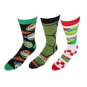 BioWorld Men's Teenage Mutant  Turtles 3 Pack Crew Socks - 1 of 4