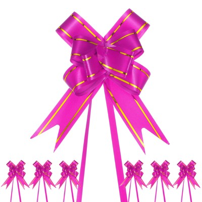 Unique Bargains Plastic Gold Edge PP Plastic Glossy Appearance Gift Wrap Satin Pull Bows 200 Count