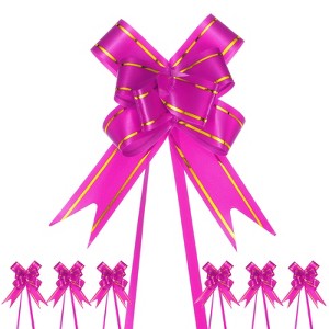 Unique Bargains Plastic Gold Edge PP Plastic Glossy Appearance Gift Wrap Satin Pull Bows 200 Count - 1 of 4