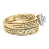 Haus of Brilliance 14K Yellow Gold Over Silver 1/5 Cw Diamond Halo Engagement and Wedding Band Set - 2 of 4