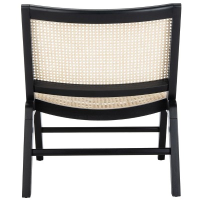 Transitional Auckland 26" Black and Natural Rattan Armless Side Chair