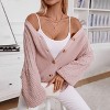 Coolmee Women's Open Front Cardigan Fall Chunky Kint Button Down Sweaters Oversized Long Lantern Sleeve Winter Coats - 2 of 4