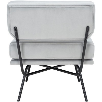 Mid-Century Modern Grey Velvet Accent Chair with Matte Black Legs