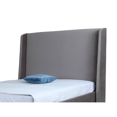 Queen Velvet Upholstered Wood Frame Bed with Slats