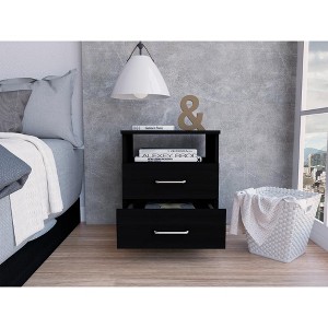 Kumasinova Modern Wood Nightstand with Open Shelf,Night Stand with Drawers,Sturdy Bedside Table with Ample Storage,Nightstands for Living Room,Bedroom - 1 of 4