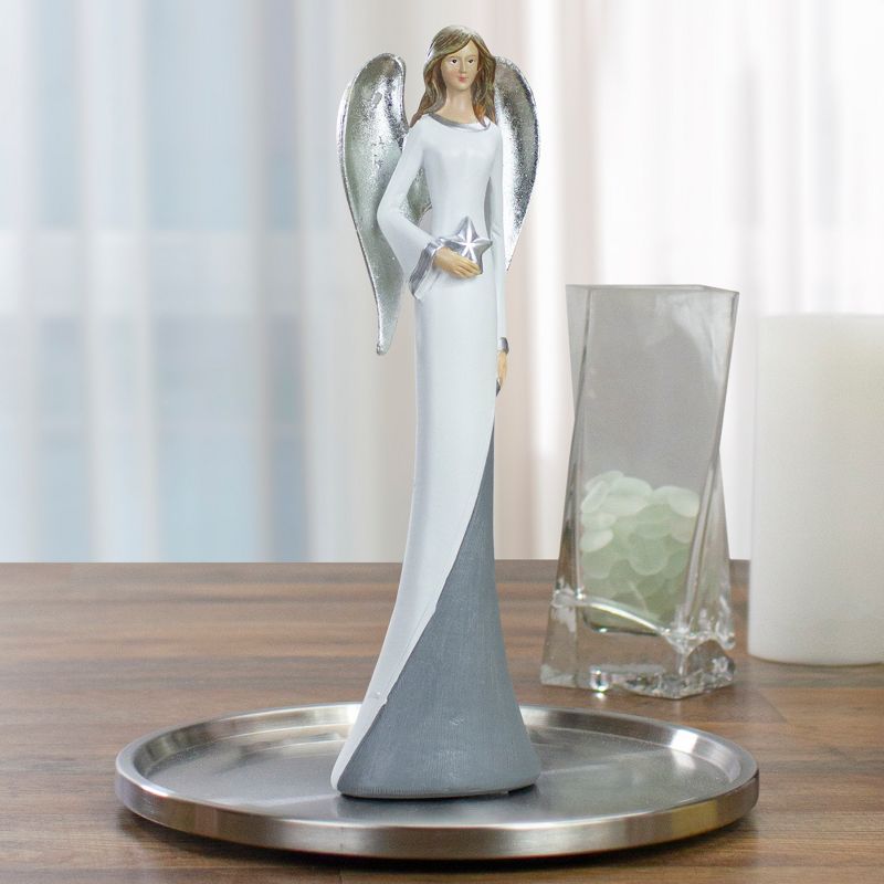 Northlight 16.5" Silver and White Angel with Star Tabletop Figurine, 2 of 6