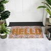 Northlight Brown and Pink "Hello" Floral Coir Outdoor Doormat 18" x 30" - 2 of 4
