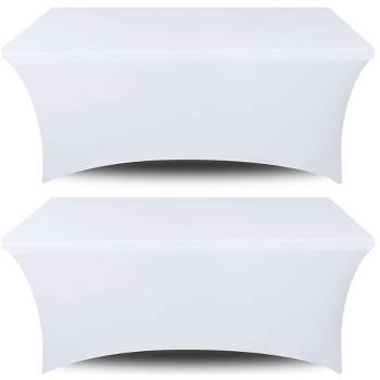 White Classic Premium Rectangular Spandex Stretchable Tablecloths - Set of 2