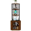 INFURNIC Decorative Bookshelf Corner Shelf with Doors Wine Glass Rack 6 Tier Storage Cabinet , Brown, 64.8"*17.7"*17.7" - 2 of 4