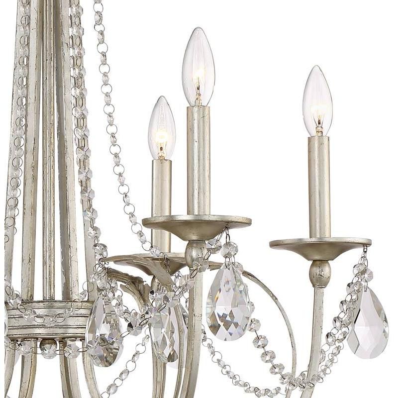 Regency Hill Strand Silver Leaf Chandelier 28" Wide French Beaded Crystal 6-Light Fixture for Dining Room House Foyer Kitchen Island Entryway Bedroom, 3 of 8