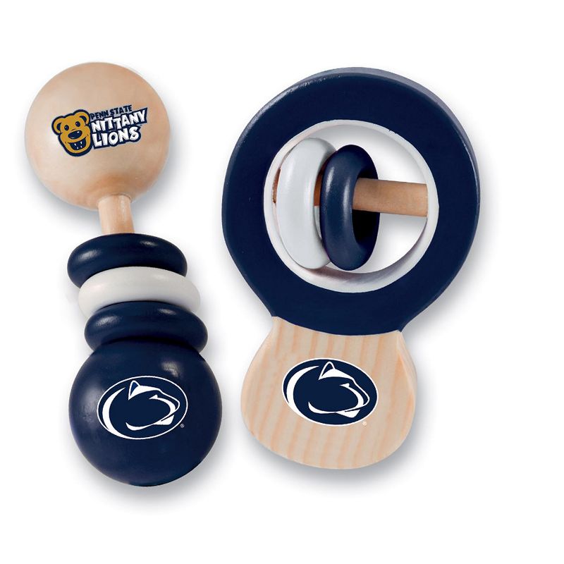 Baby Fanatic Wood Rattle 2 Pack - NCAA Penn State Nittany Lions Toy Set, 2 of 5