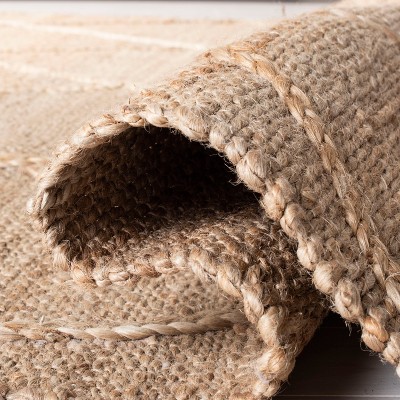 Hand-Knotted Natural Jute 4' Square Non-Slip Area Rug