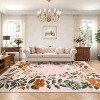 Washable Floral Rug, Non-Slip Low Pile Carpet for Living Room, Entryway, Office - Stain-Resistant & Foldable - 2 of 4