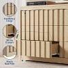 Acekool 6 Drawer Fluted Dresser, Modern Minimalist Chest, Handleless Wood Bedroom Storage Cabinet, Wide Closet Organizer for Living Room, Light Oak - 3 of 4