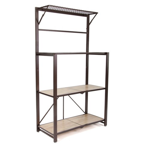 Origami Heavy Duty Durable Organizational Baker S Rack With Wood Shelf Brown Target