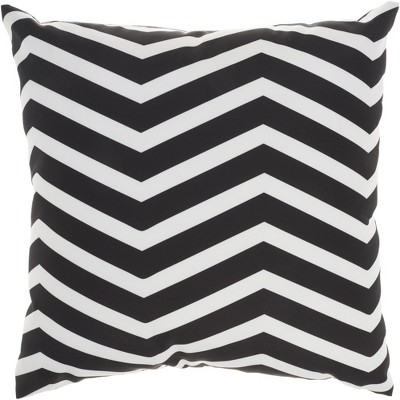 Aloha Black and White Floral 20" Square Outdoor Throw Pillow