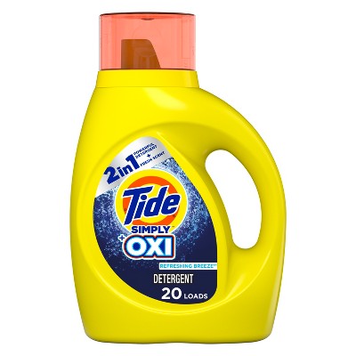 Tide Simply + Oxi Liquid Laundry Detergent, Refreshing Breeze, 20 loads, 31 fl oz