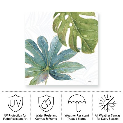 Tropical Blush VII 18x18 Teal and Green Outdoor Canvas Wall Art