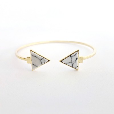 Sanctuary Project Semi Precious White Howlite Arrow Cuff Bracelet Gold