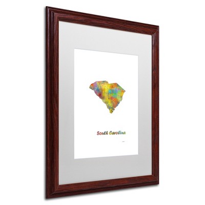 Trademark Fine Art -Marlene Watson 'South Carolina State Map-1' Matted Framed Art
