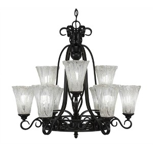 Toltec Lighting Elegante 9 - Light Chandelier in  Dark Granite with 5.5" Fluted Italian Ice Shade - 1 of 1