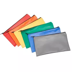 Stockroom Plus 6 Pack Bank Bags for Money, Cash & Deposits, Security Zippered Pouch, 11x6 in, 6 Colors