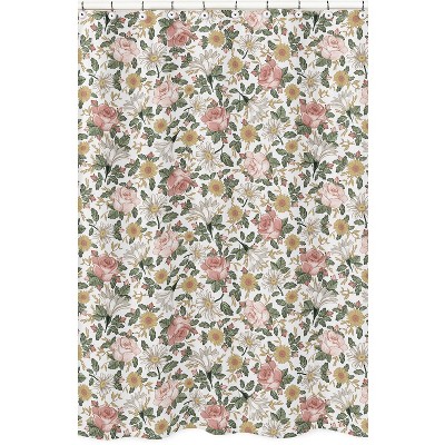 Sweet Jojo Designs Shower Curtain 72in.x72in. Vintage Floral Pink Green ...