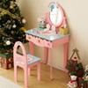 Angel Sar Rainbow Kids Vanity Table and Chair Set with 7-Piece Pretend Makeup Toys, Princess Dress-Up Table with Mirror, 3 Drawers & Stool - 2 of 4