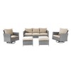 Sonkuki 5-Piece Patio Conversation Set with Swivel Rocking Chair, Navy Blue Cushion - 2 of 4
