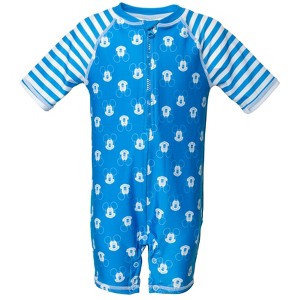 Disney Mickey Mouse Infant Baby Boys One Piece Bathing Suit Blue 18 Months - 1 of 4