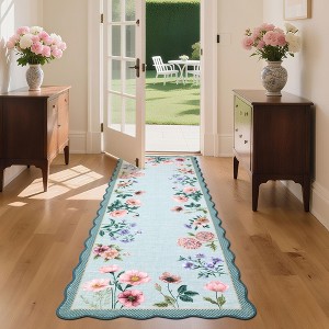 Washable Non-Slip Area Rug, Floral Soft Carpet for Bedroom & Living Room, Cute Aesthetic Throw for Girls' Room - 1 of 4