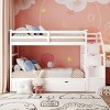 Streamdale Twin-Over-Twin Bunk Bed with Twin Size Trundle and 3 Storage Stairs, White - 2 of 4