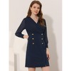 Allegra K Women's Office Mesh Semi-Sheer Sleeve V Neck Mini Dress - 3 of 4