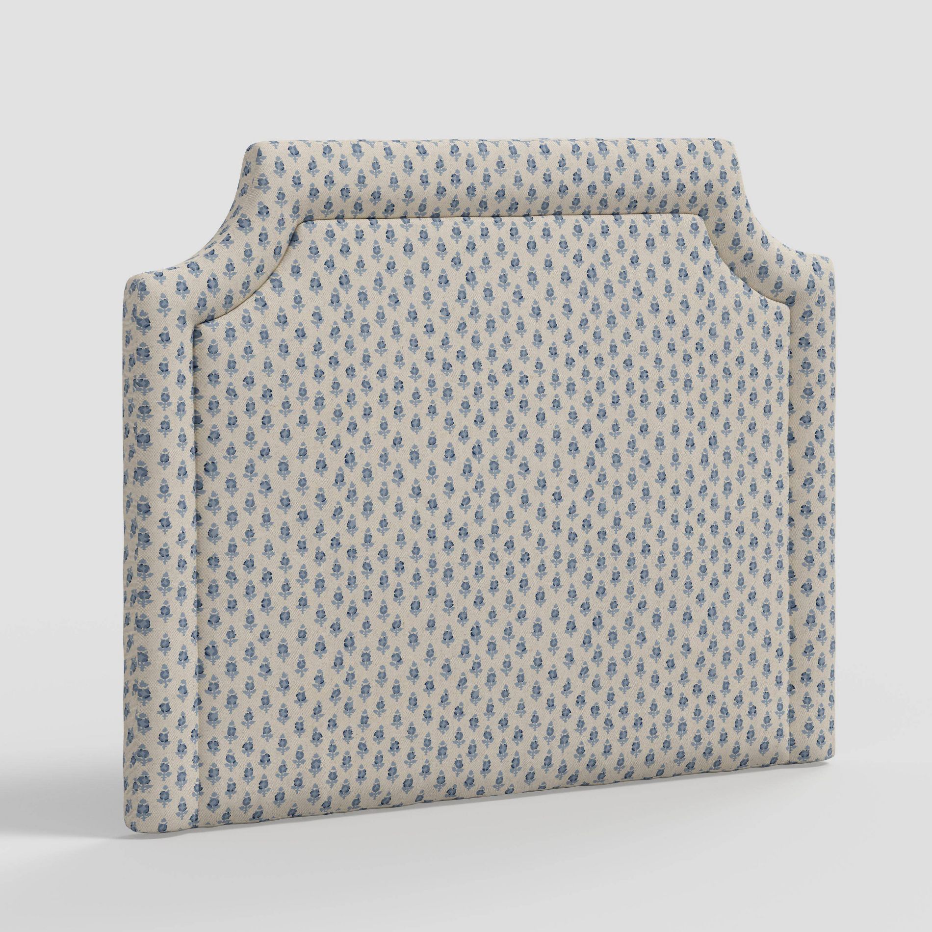 Twin Charlie Notched Border Stick-on-the-Wall Dorm Headboard Bagru Block Blue - Threshold™