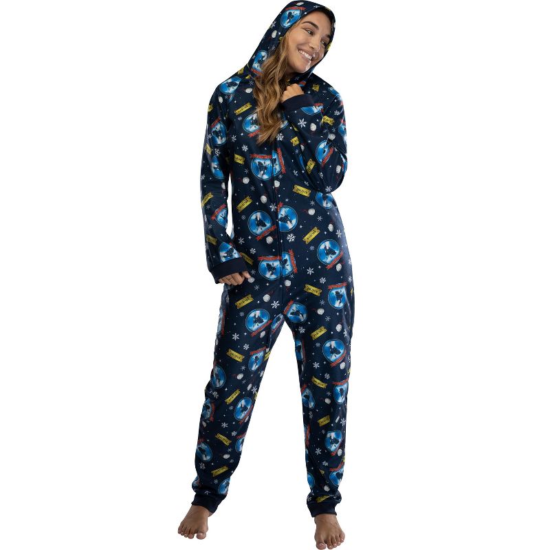 Polar Express Adult Believe Hooded One-Piece Footless Sleeper Union Suit, 1 of 8